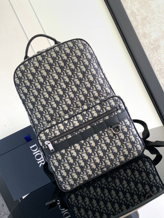 D*or safari backpack beige and black D*or oblique jacquard 11 x 16 x 5.5 inches