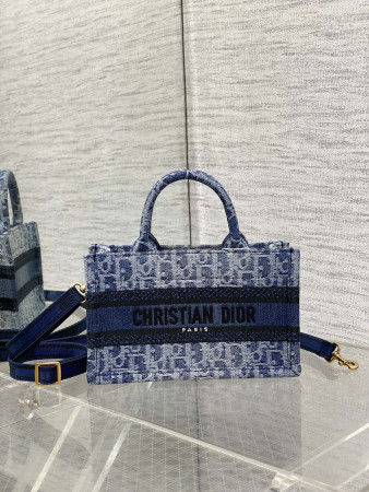 mini d*or book tote blue De*1m d*or oblique jacquard 21.5 x 13 x 7.5 cm
