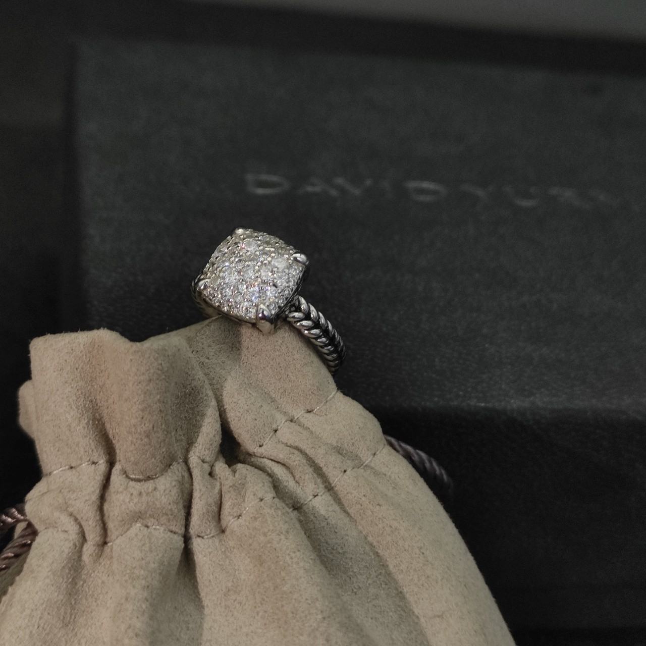 dau1d Yvrm*n four prong full di*m*nd ring