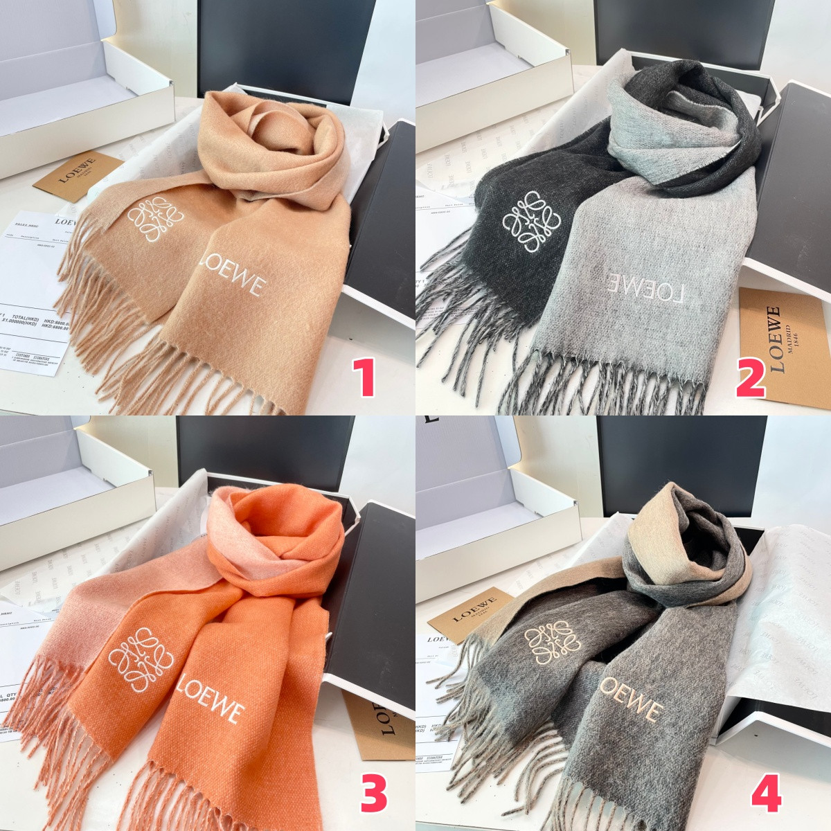 L0ew* scarf 38x180cm 100% cashmere