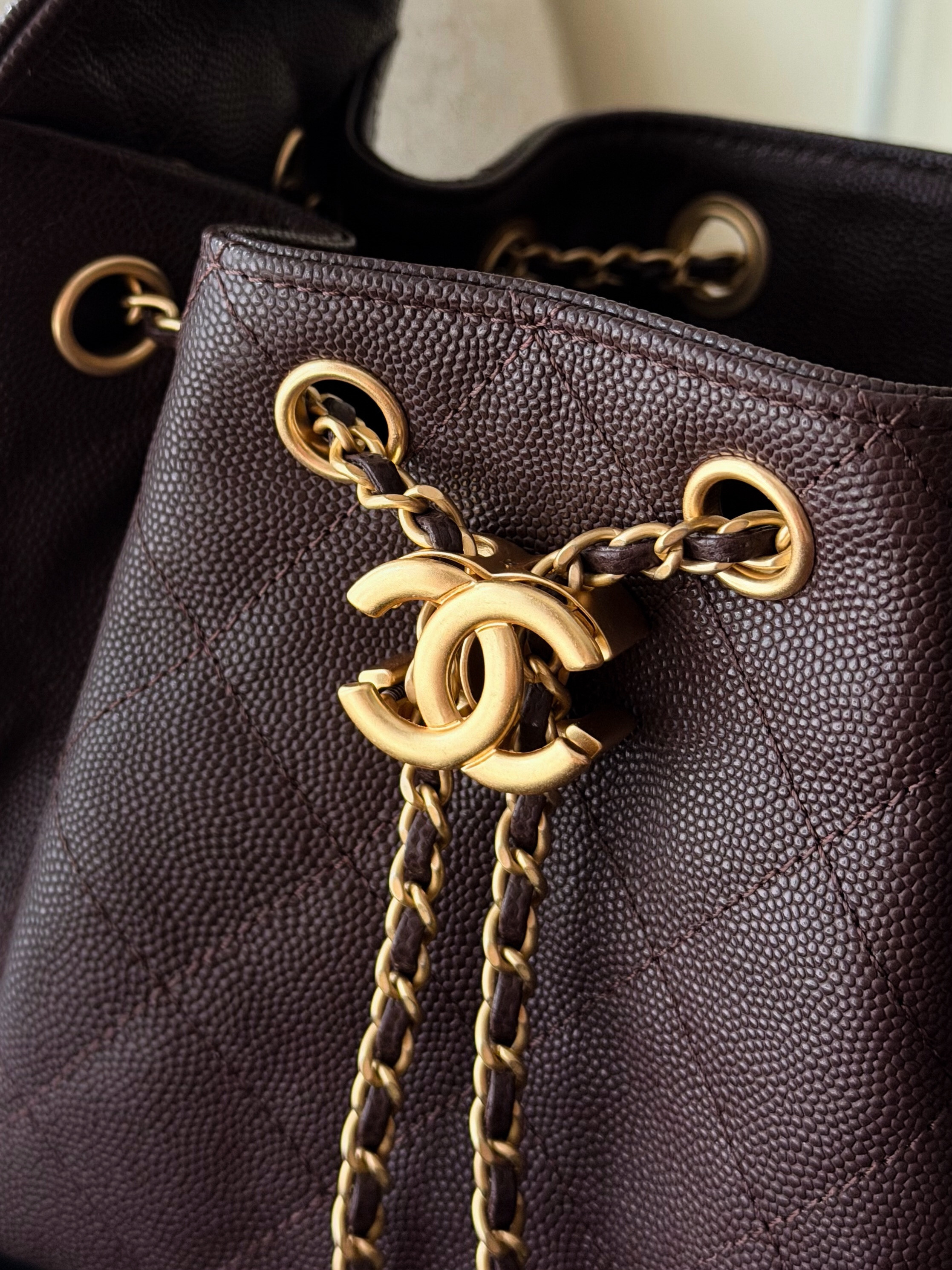 Ch*el 25c bucket bag coffee 20x22x12.5cm