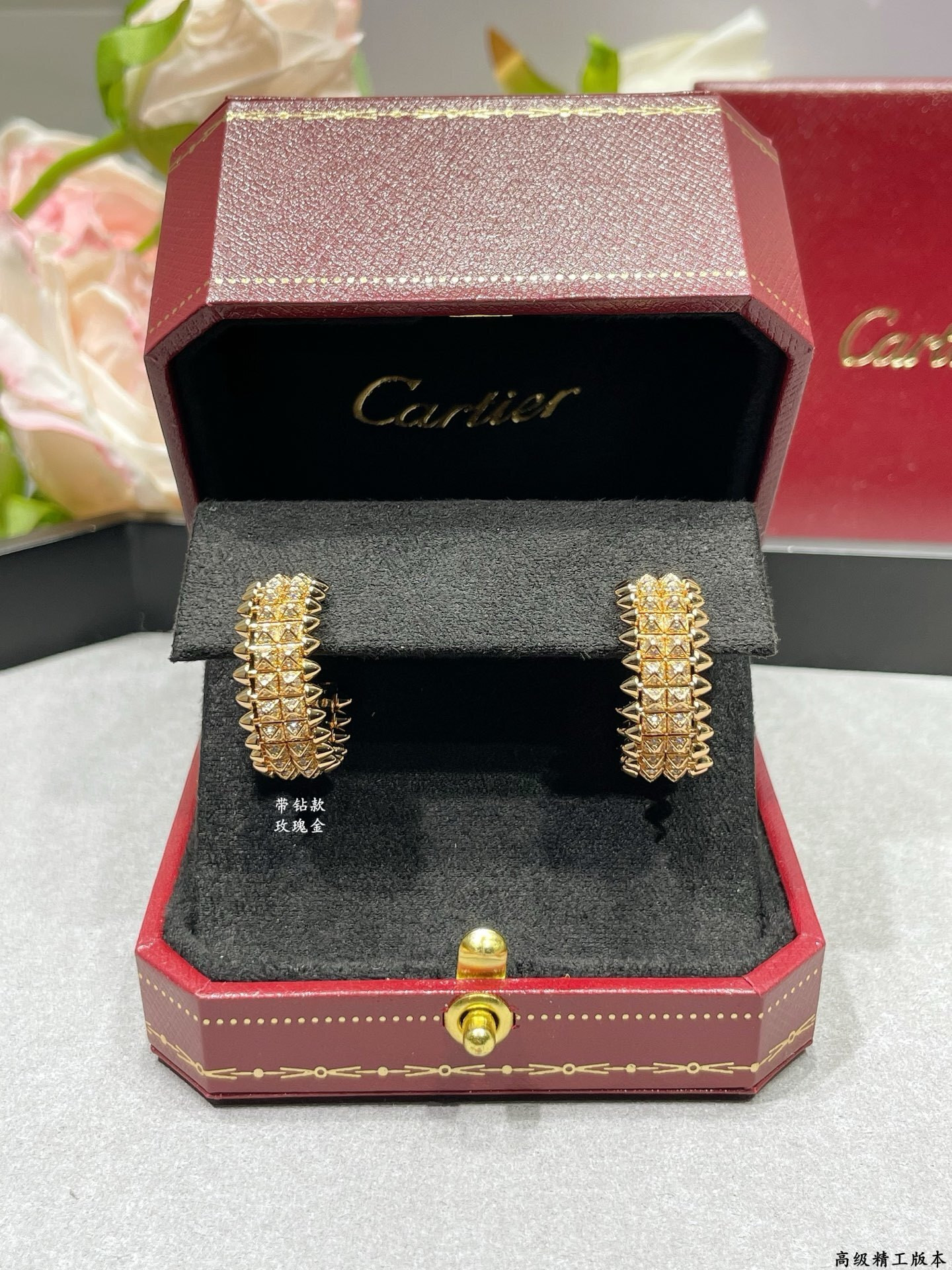 ca*t*er double-row bullet earrings with Di*m*nds