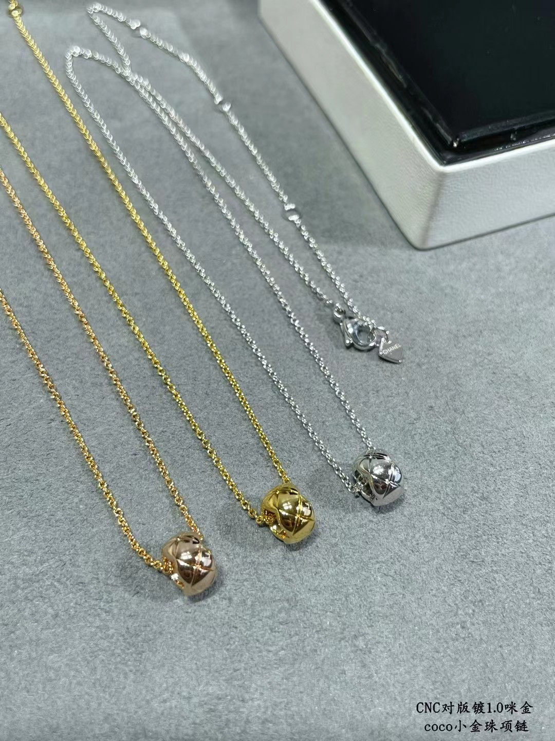 Ch*el small gold beads necklace