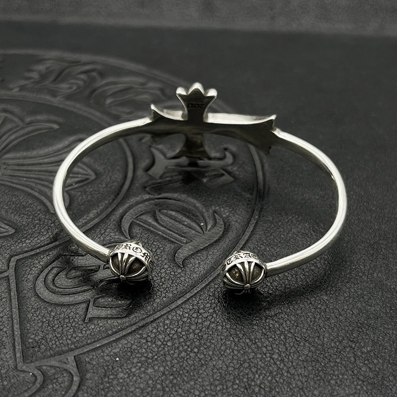 Ch**me He**ts cross and ball open bangle bracelet
