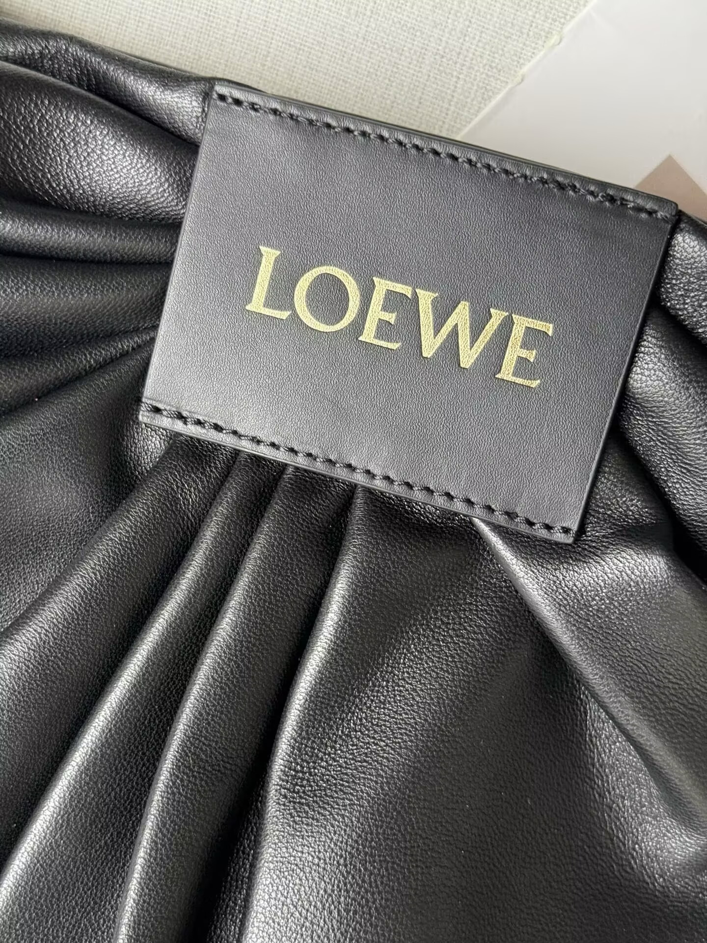 L0ew* draped tote in mellow nappa lambskin 30x29x13cm