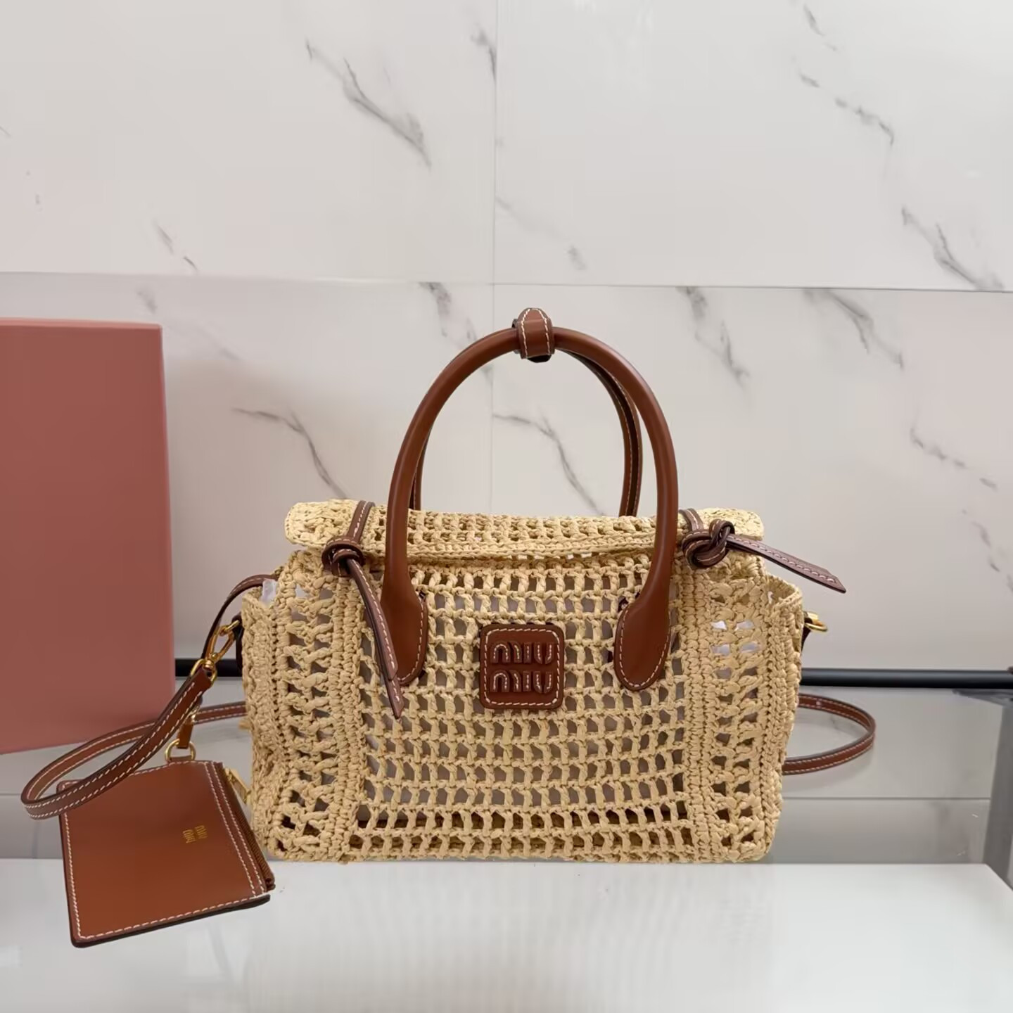 M1v M1v raffia handbag 14x25.5x9.5cm