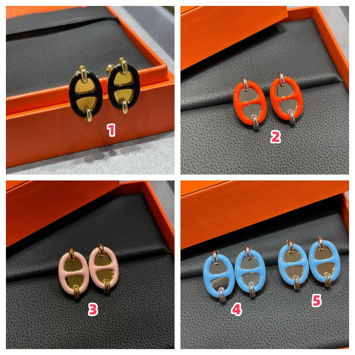 H**mes mini maillon earrings