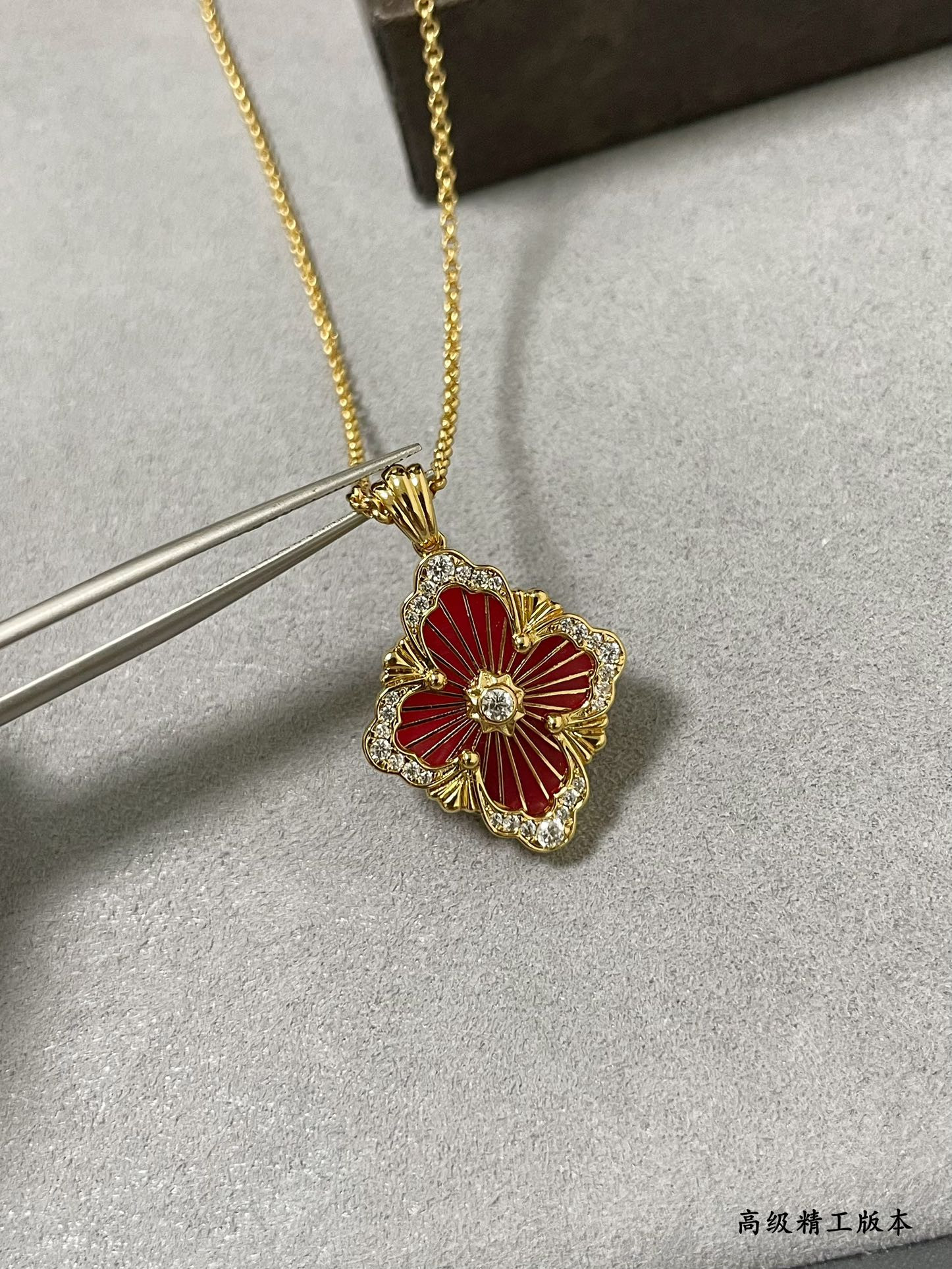 Bvcce11ati large opera red enamel necklace