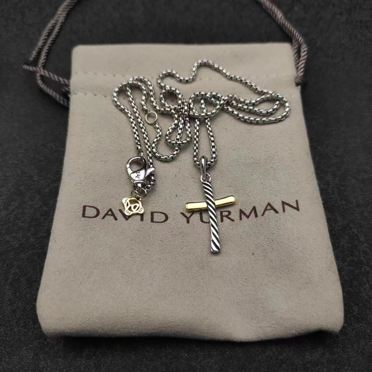 dau1d Yvrm*n cross necklace(chain length 45+5cm delay chain chain thickness 2mm)