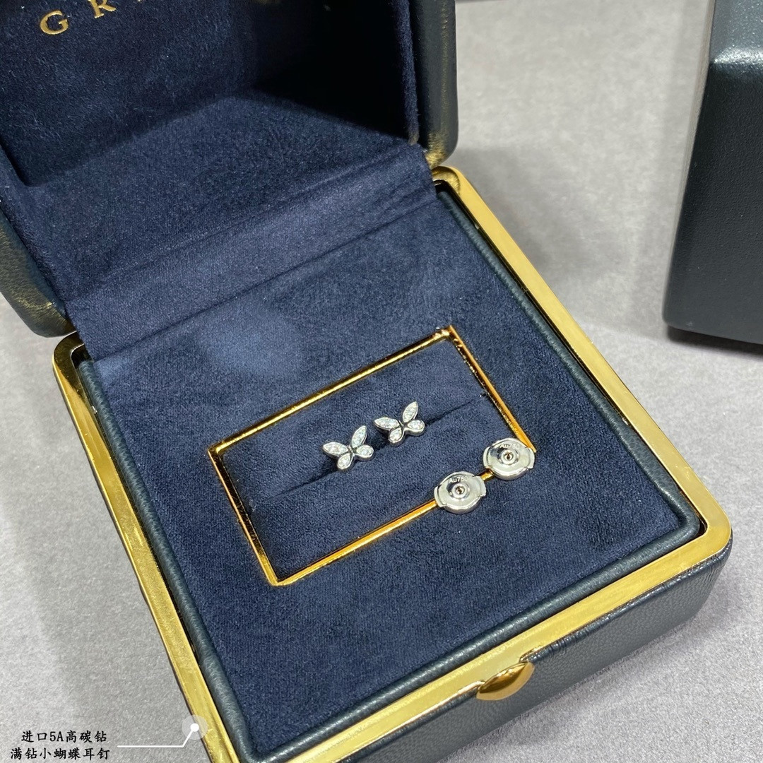Gr*ff di*m*nd-encrusted butterfly stud earrings ag925