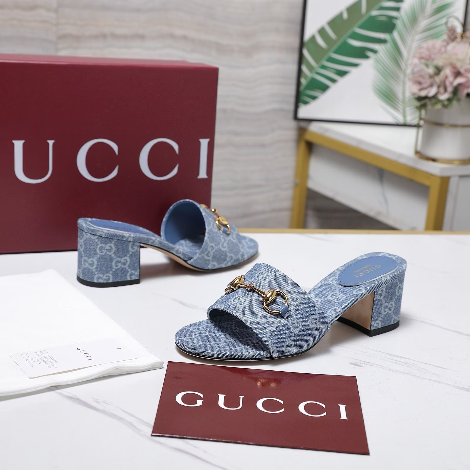 ua G*u*i slide sandal with horsebit 5.5cm heel