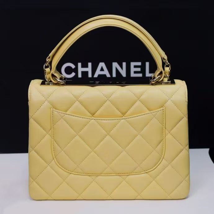 Ch*el flap bag with top handle 17x25x12cm