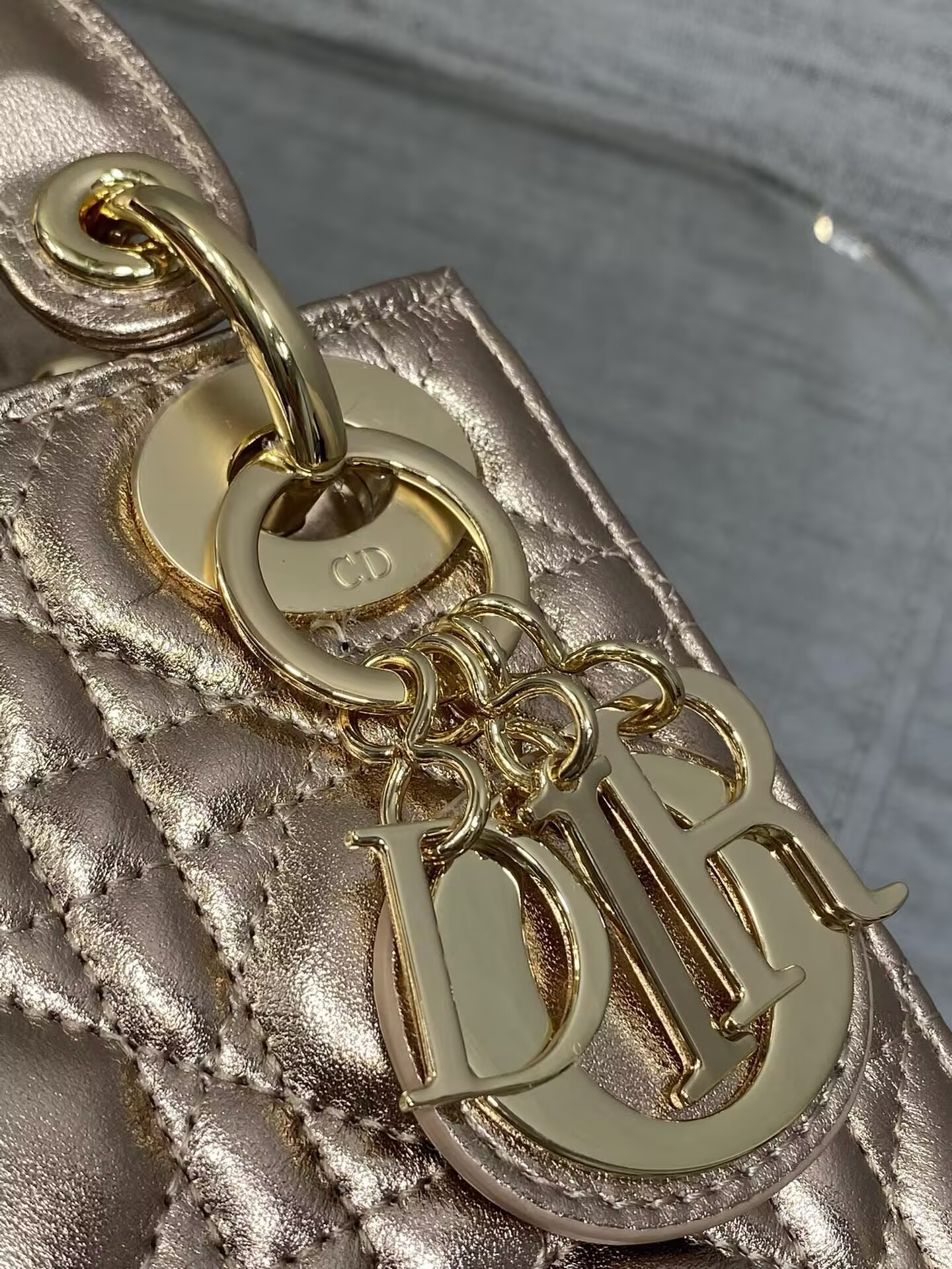 mini lady D*or bag cannage calfskin 17 x 15 x 7 cm