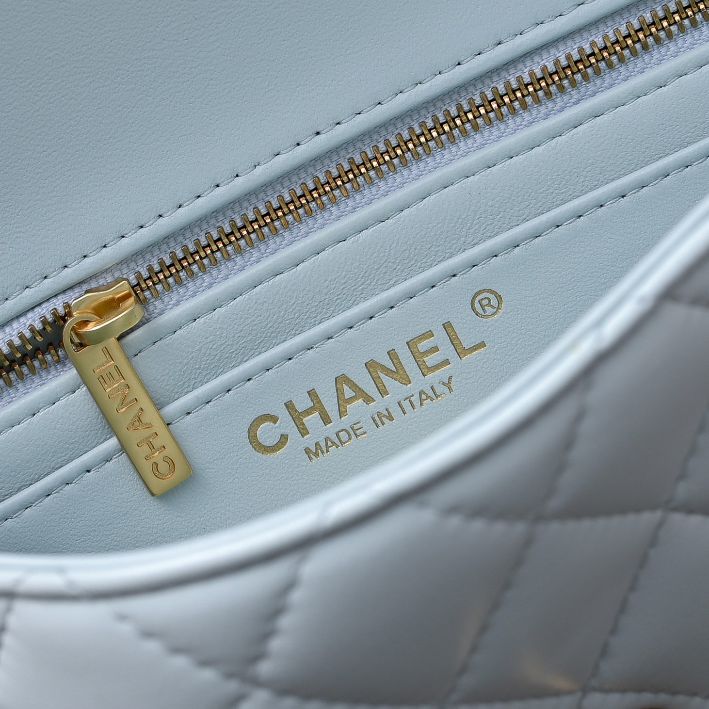 Ch*el flap bag light blue as1787 20x13x7cm