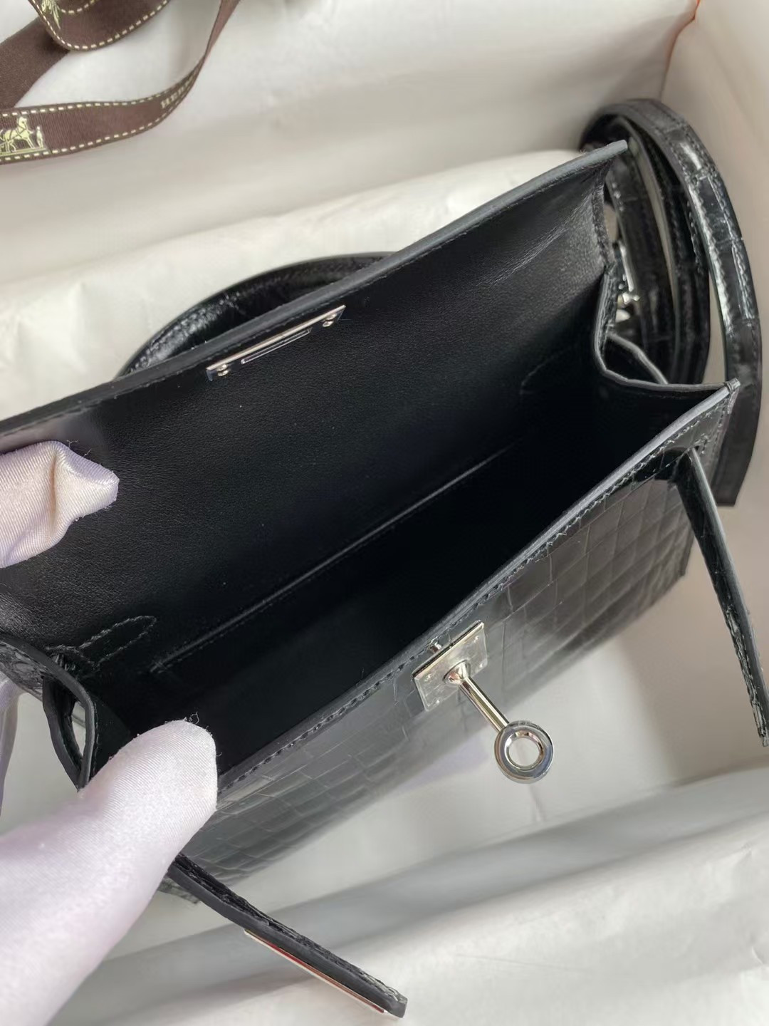 h**mes mini kelly 19 19×6×12cm real alligator leather with the alligator stamp (cusT0mized, no exchange no return, about 20 days)
