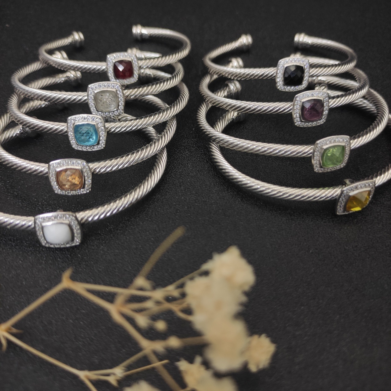 dau1d Yvrm*n 4mm square di*m*nd bracelet (wrist circumference 15-20cm)