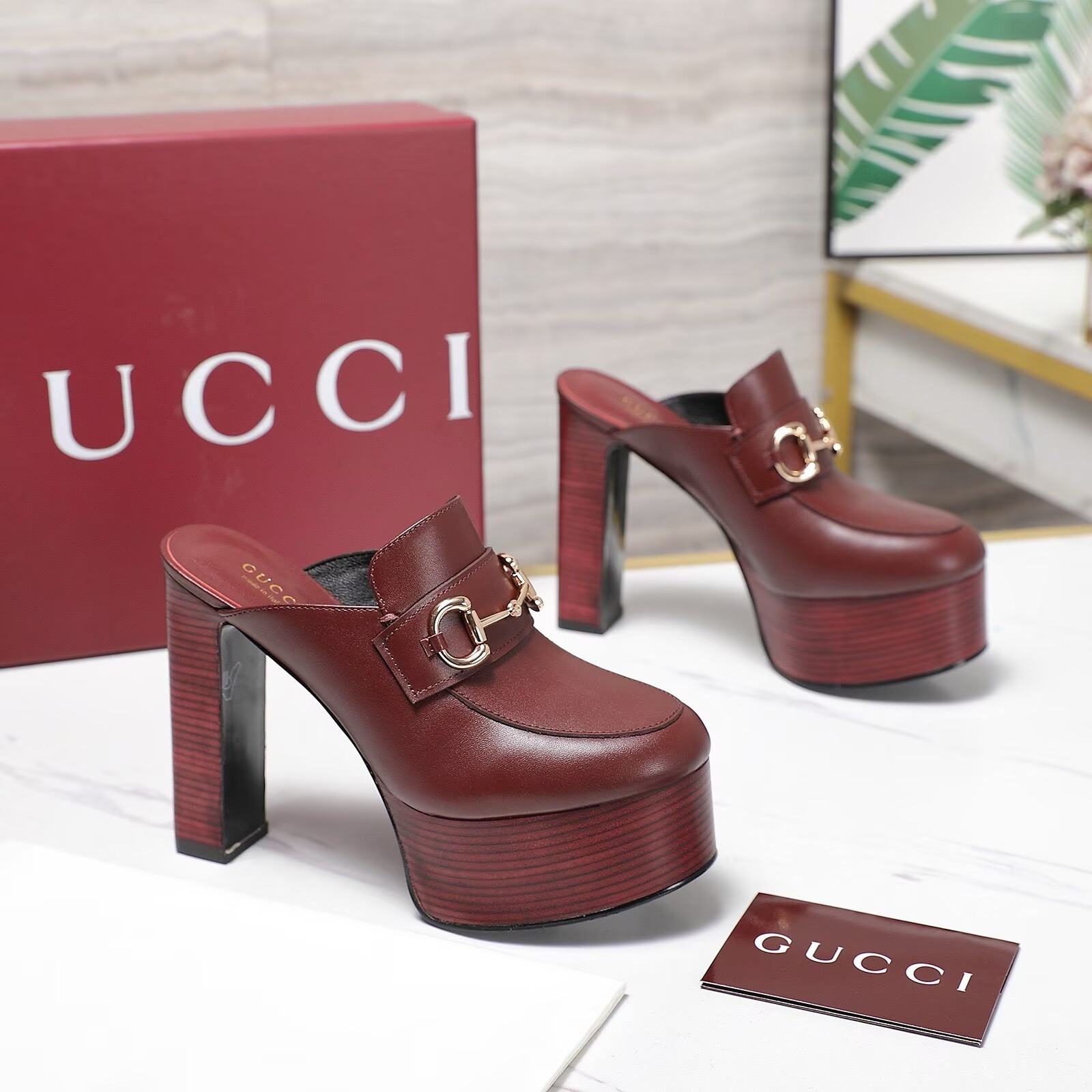 ua G*u*i horsebit mules 13.5cm heel