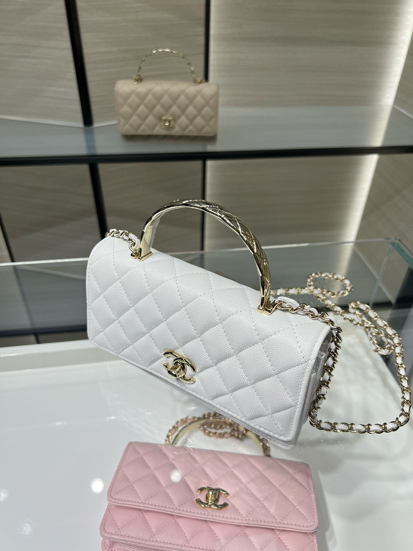 Ch*el clutch with chain ap4621 18.5x6x11cm