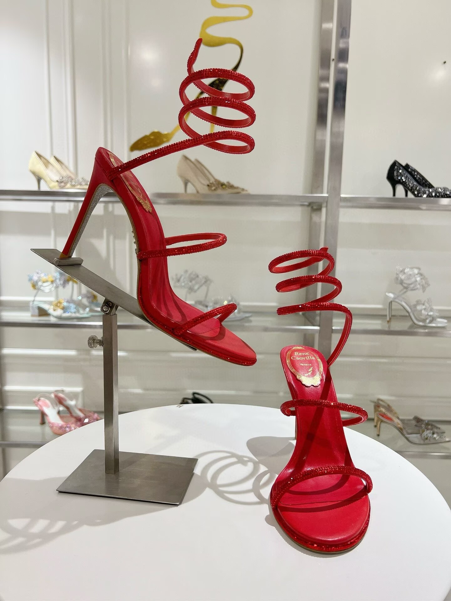 ua renÉ Ca0v1LLa margot jewel sandals snake 95mm