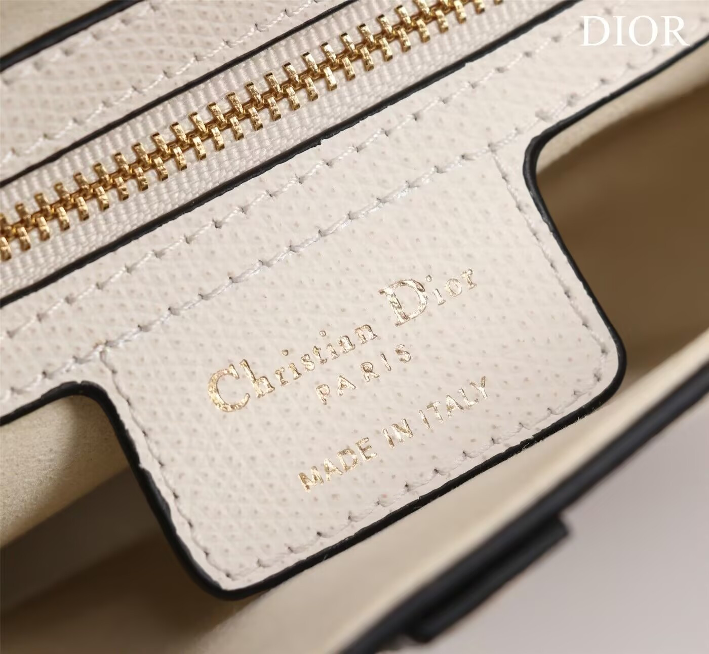 D*or mini saddle bag with strap grained calfskin 19 x 16 x 5 cm