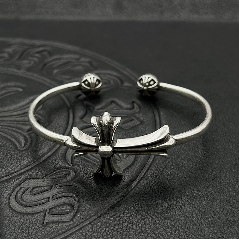 Ch**me He**ts cross and ball open bangle bracelet