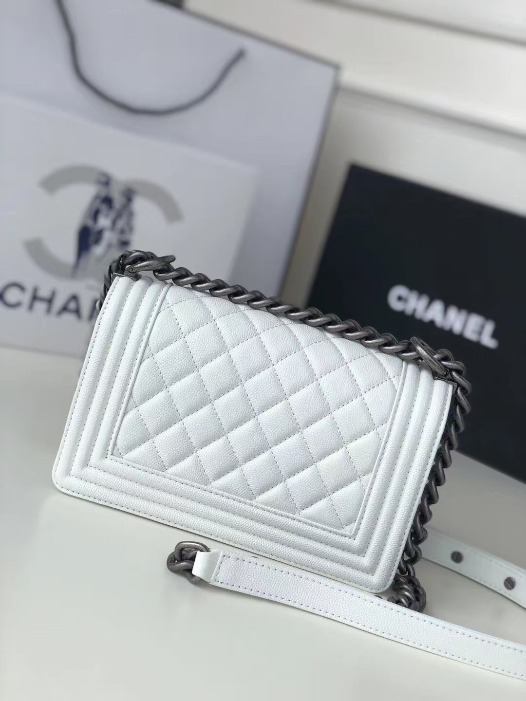 Ch*el small boy handbag 12x20.5x8.5cm