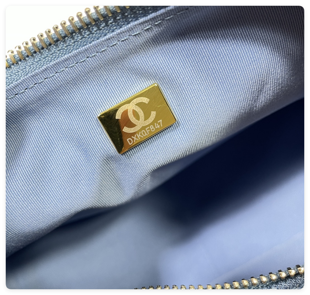 ch*el cruise 2024/25 large hobo bag washed De*1m & gold-tone metal blue  22x 31x 15cm