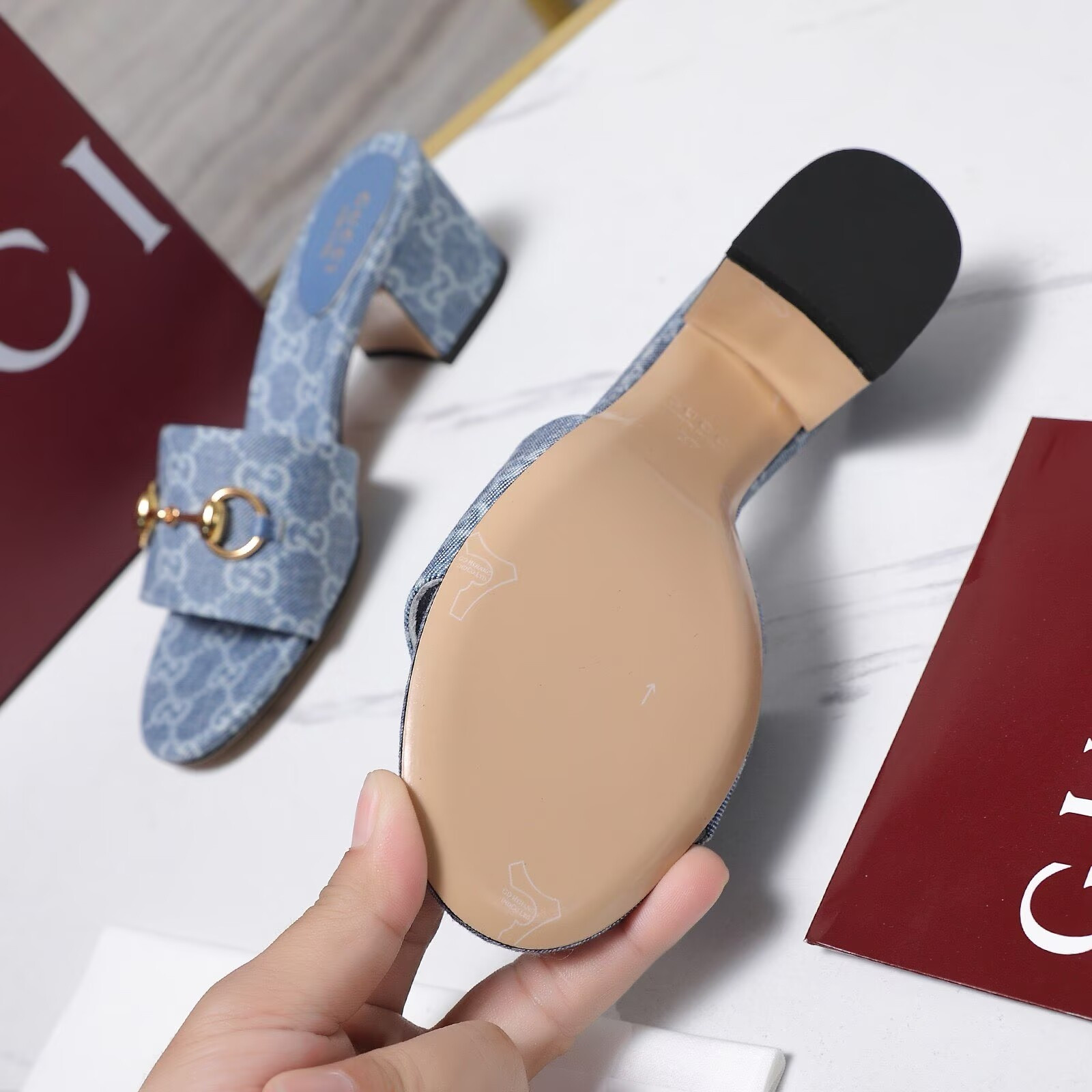 ua G*u*i slide sandal with horsebit 5.5cm heel