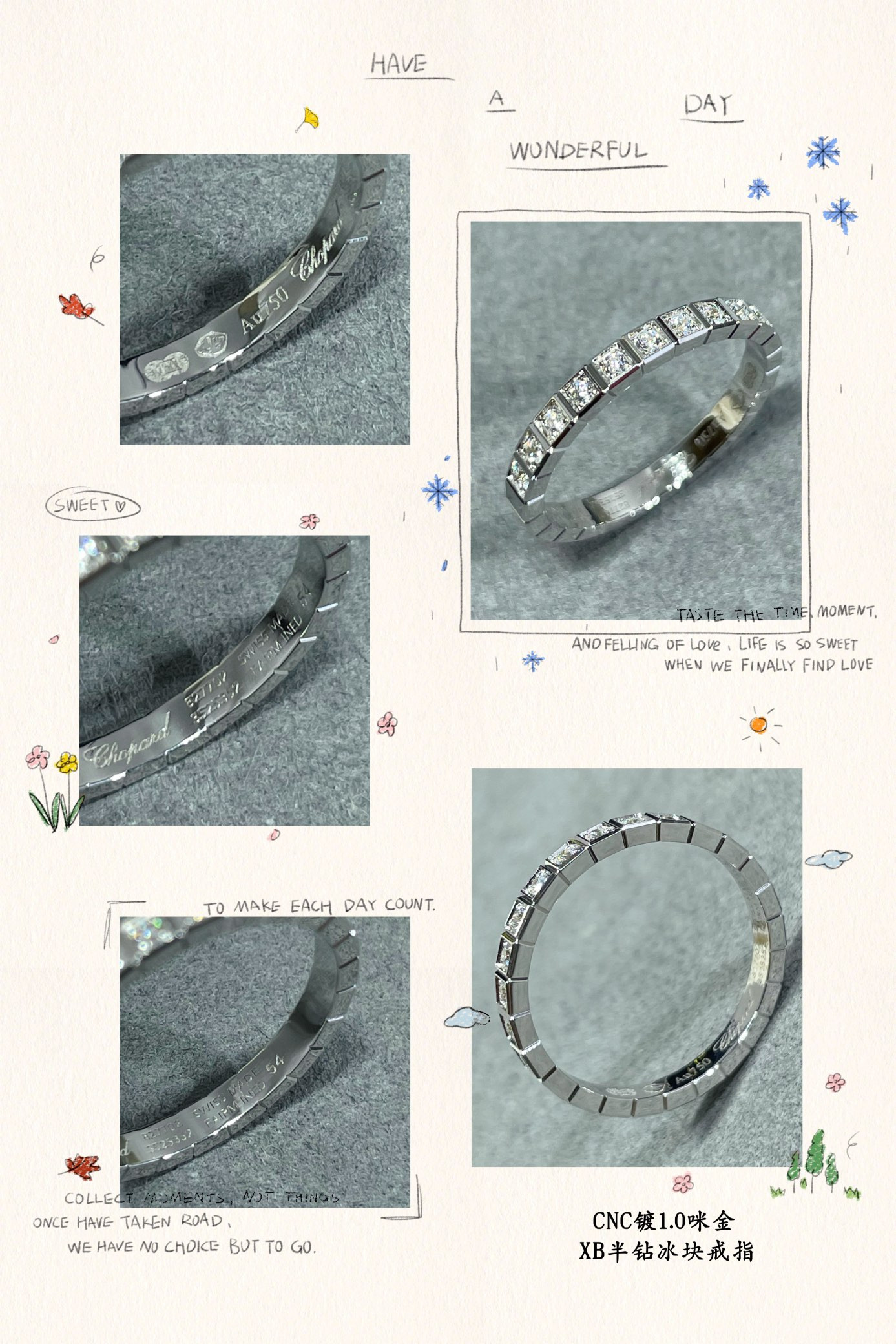 Ch0pard half di*m*nd ice cube ring