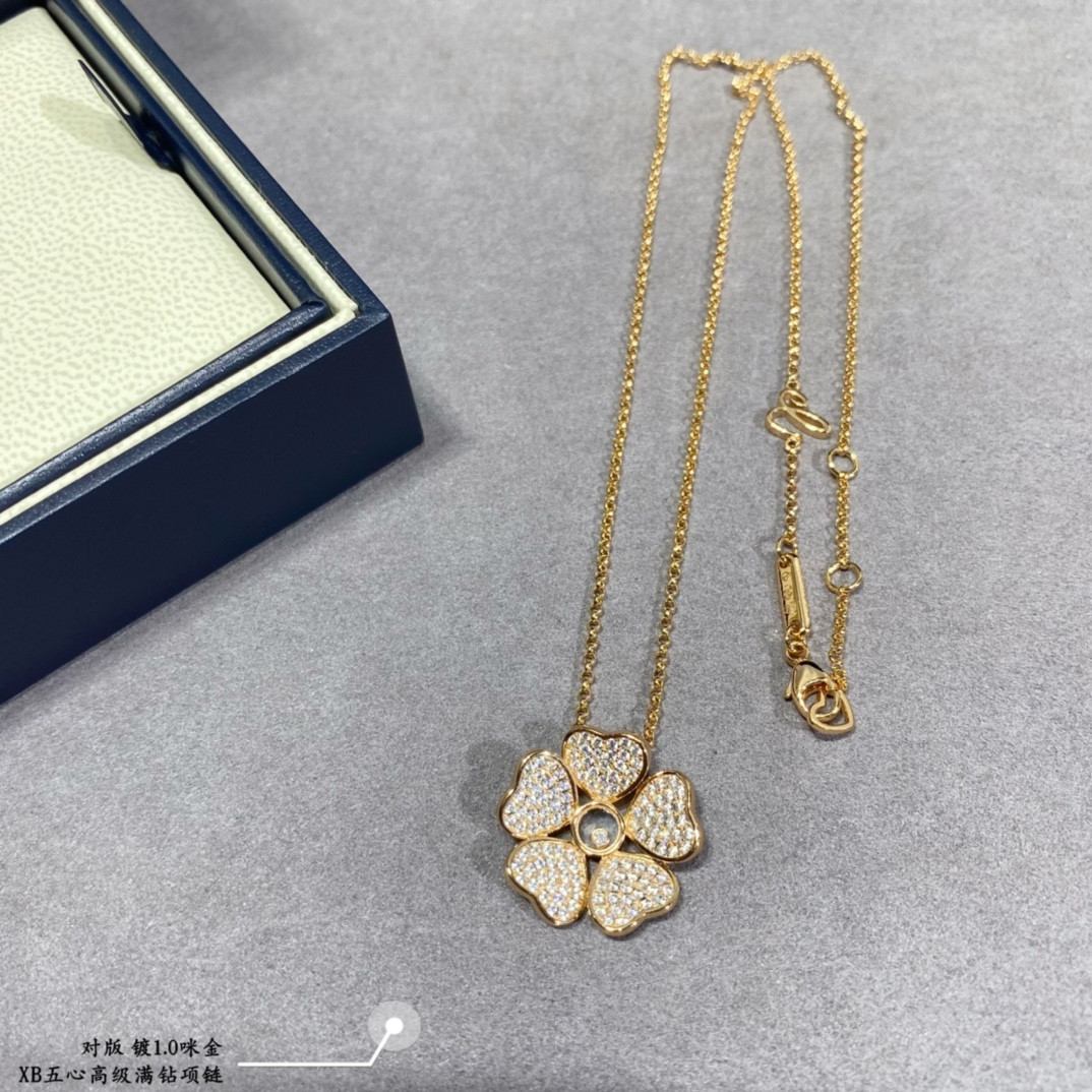 Ch0pard five he**ts full di*m*nd necklace