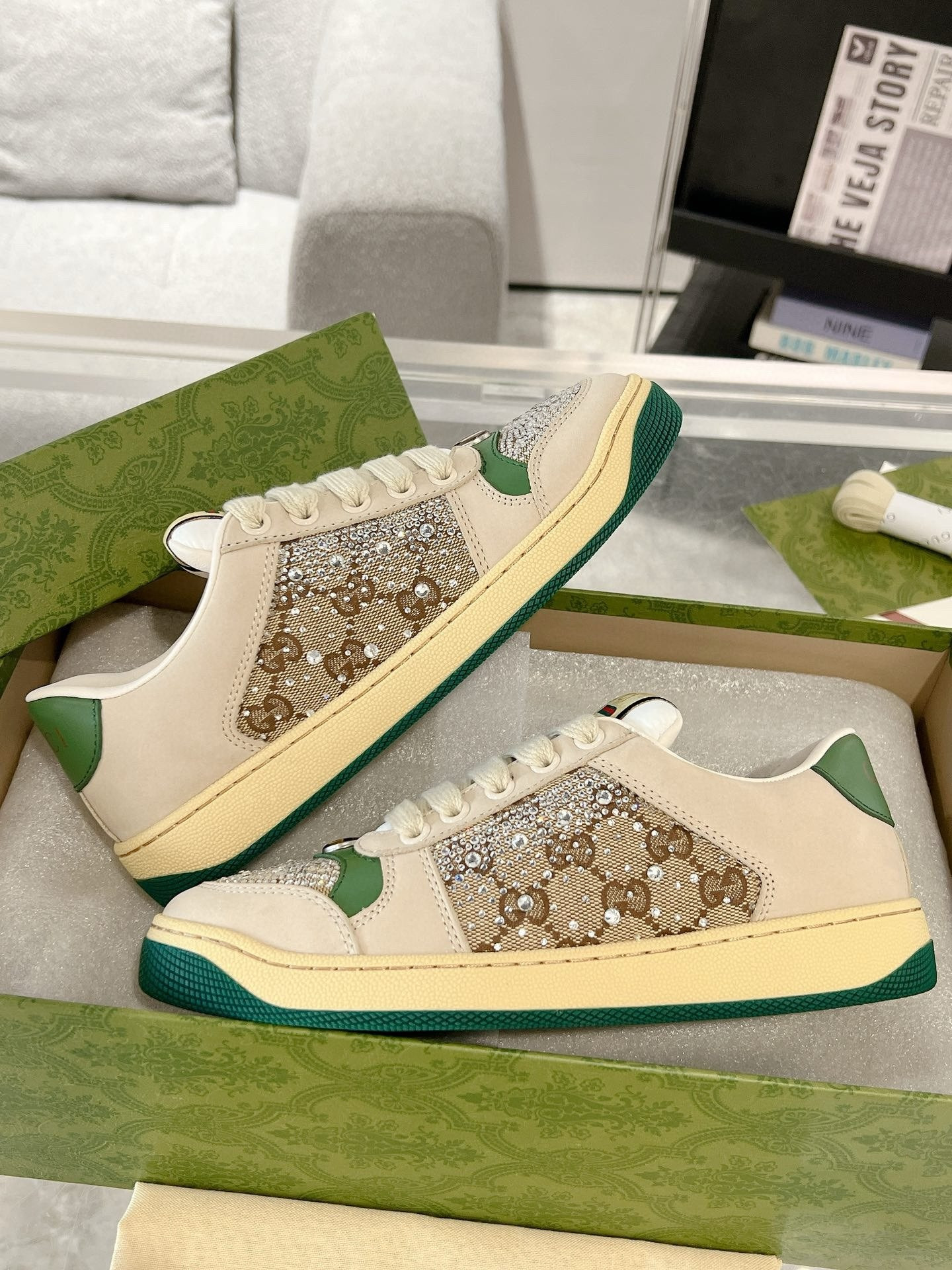 ua G*u*i gg crystal screener sneaker