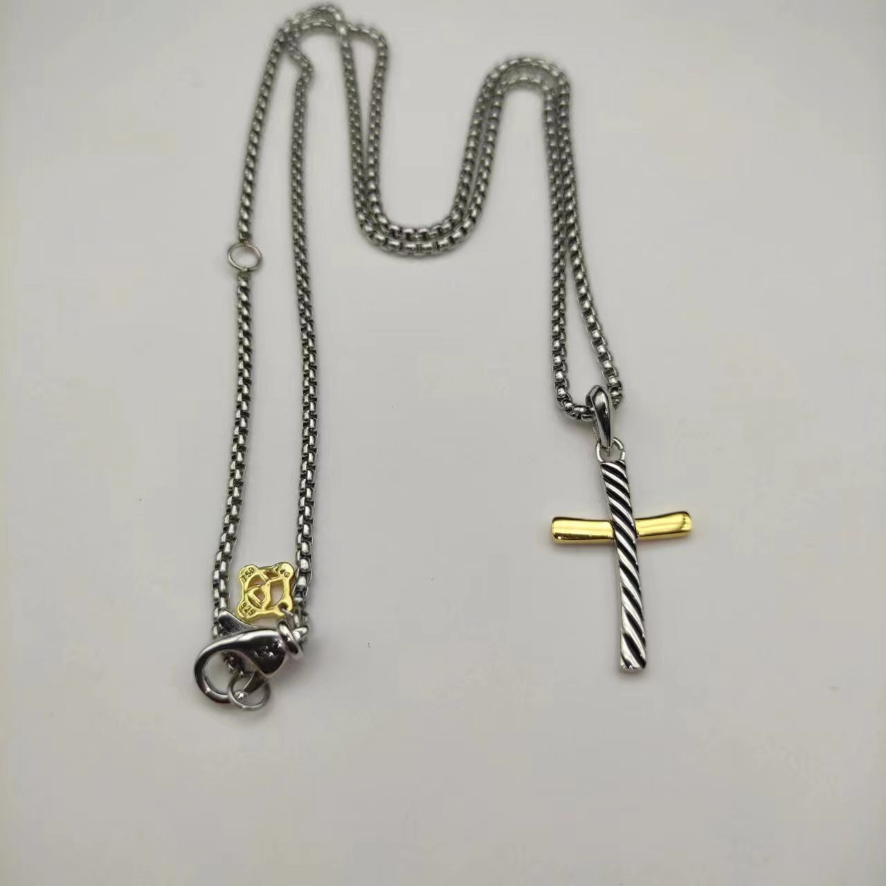dau1d Yvrm*n cross necklace(chain length 45+5cm delay chain chain thickness 2mm)