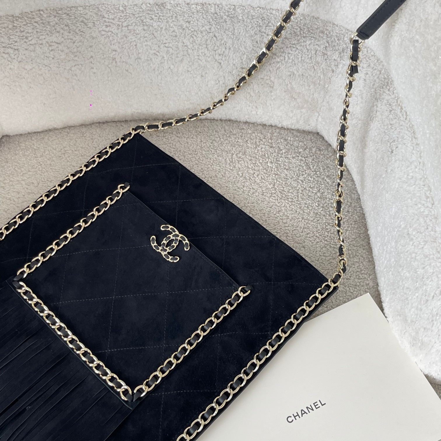 Ch*el cc fringe shopping bag 30x31cm
