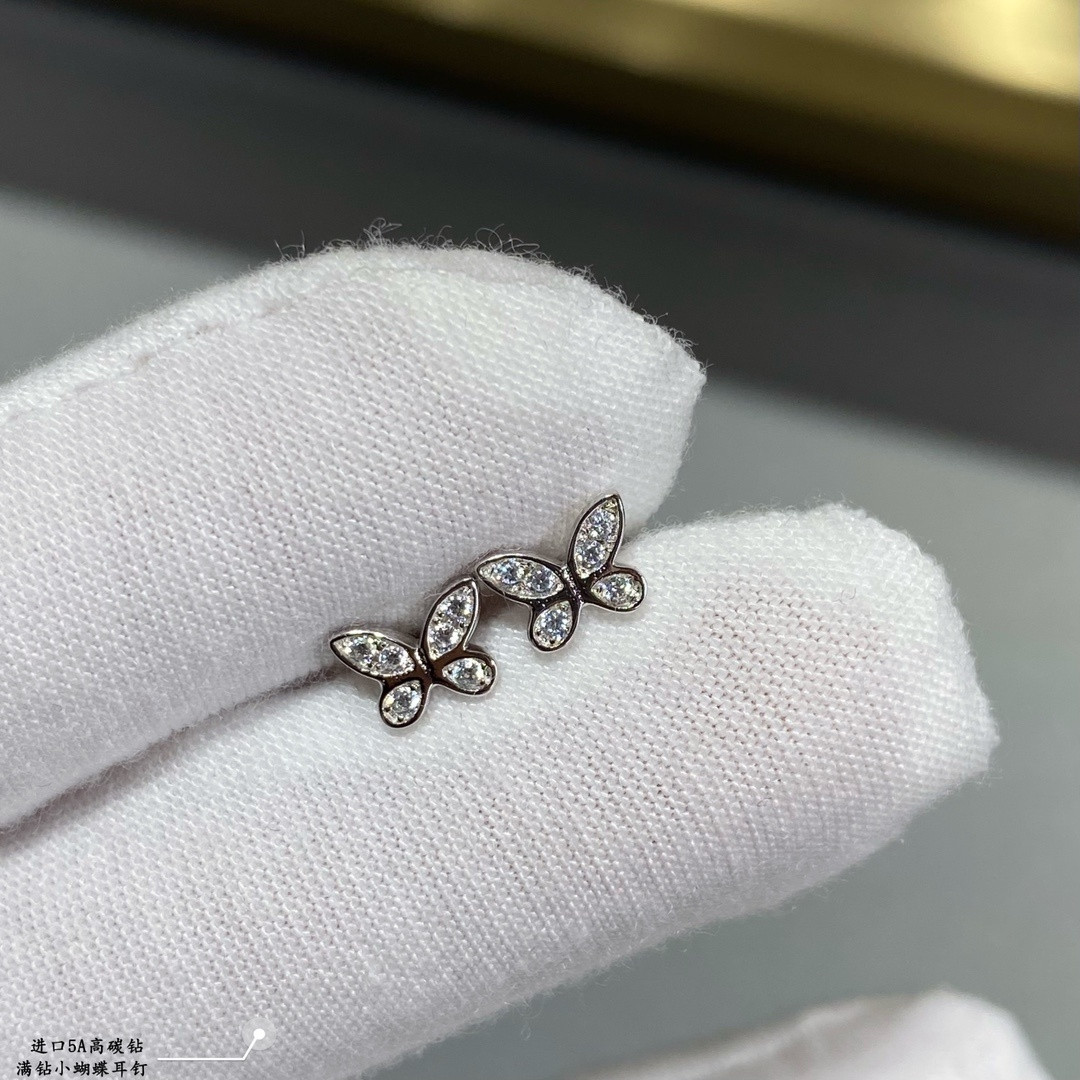 Gr*ff di*m*nd-encrusted butterfly stud earrings ag925