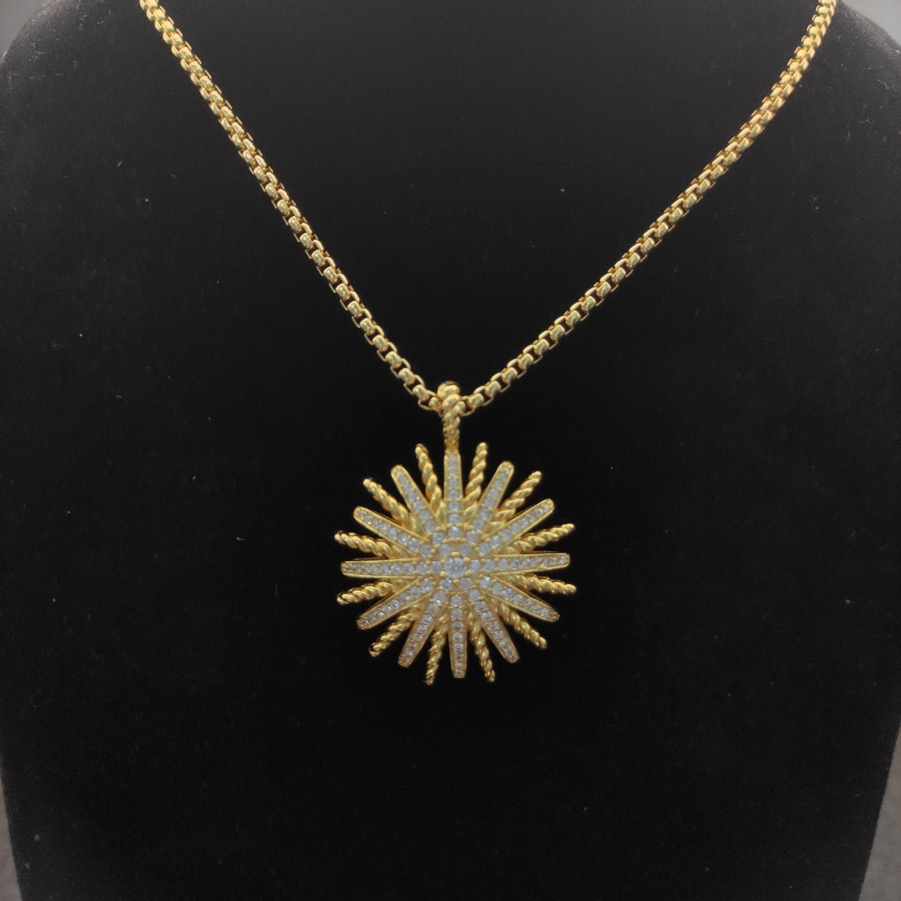 dau1d Yvrm*n sunflower full of di*m*nds necklace(chain length 50+5cm delay chain chain thickness 3mm)