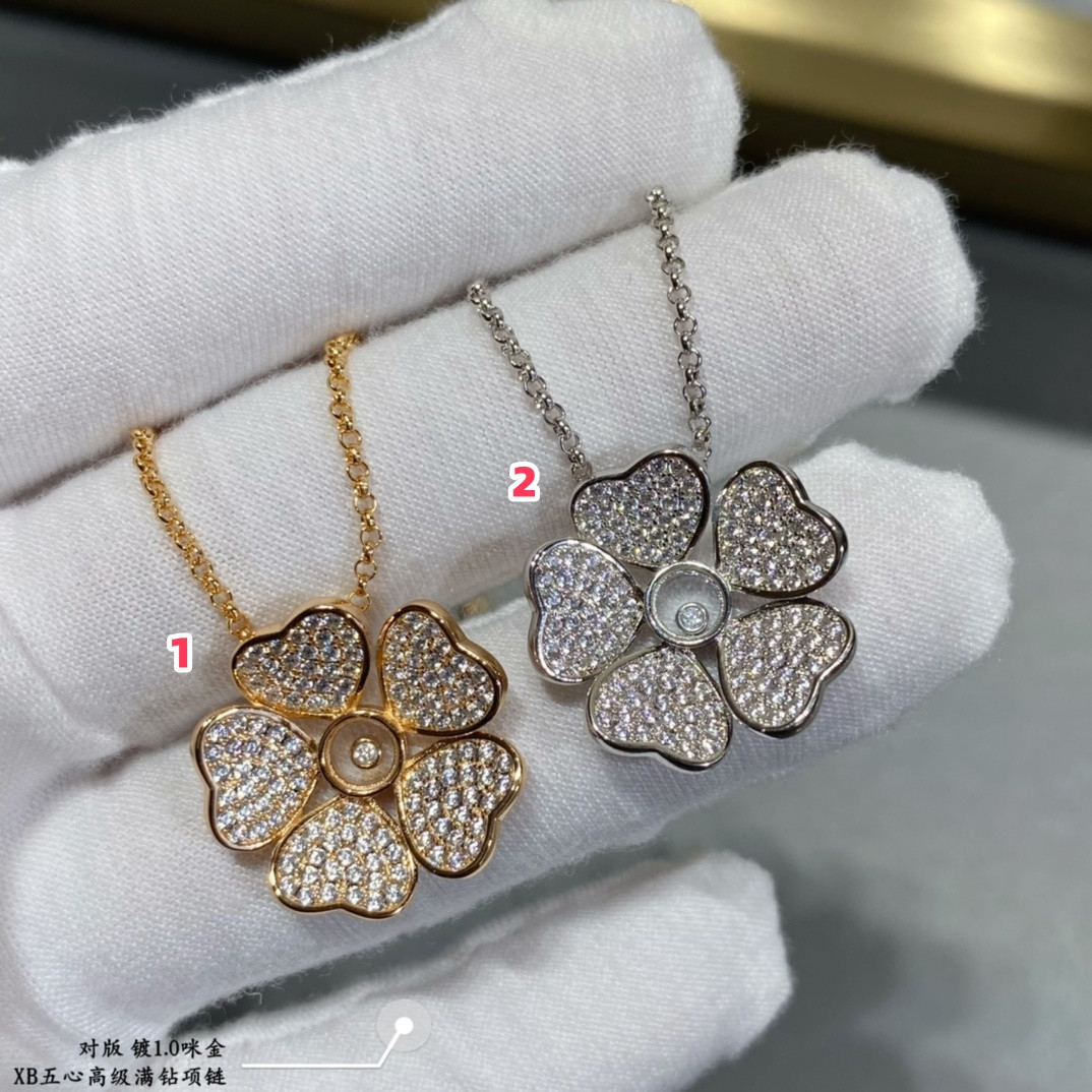Ch0pard five he**ts full di*m*nd necklace