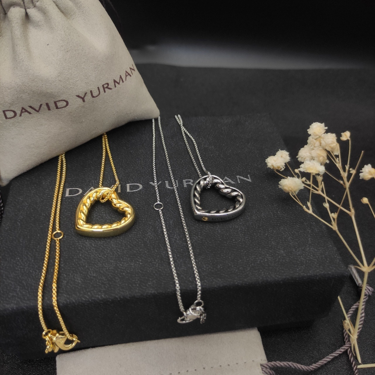 dau1d Yvrm*n heart necklace(chain length 45+5cm delay chain chain thickness 1.5mm)