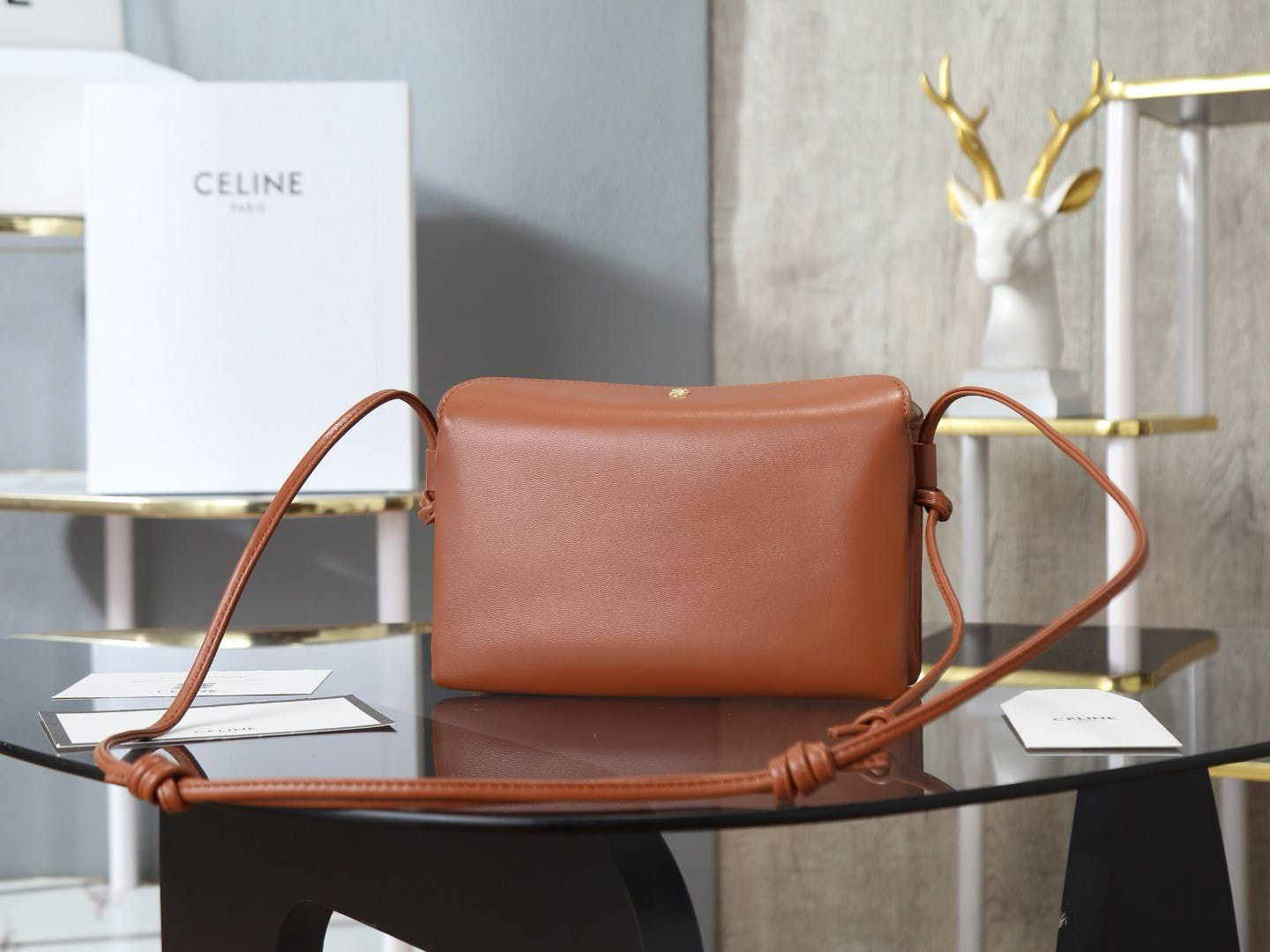 Ce**e trio flap in smooth lambskin 22.5x13x3.5cm