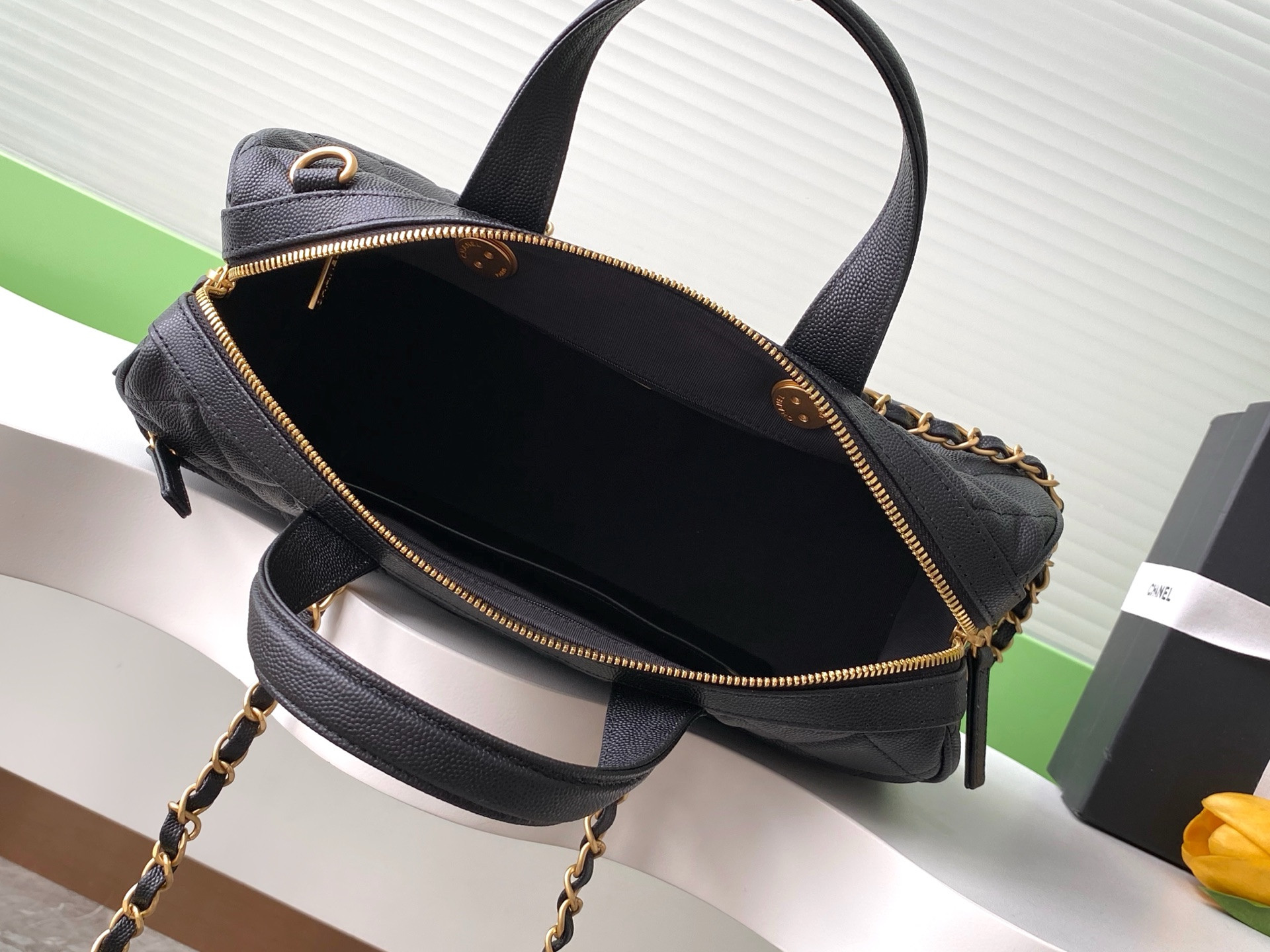 Ch*el large bowling bag as5579 17x31x13cm