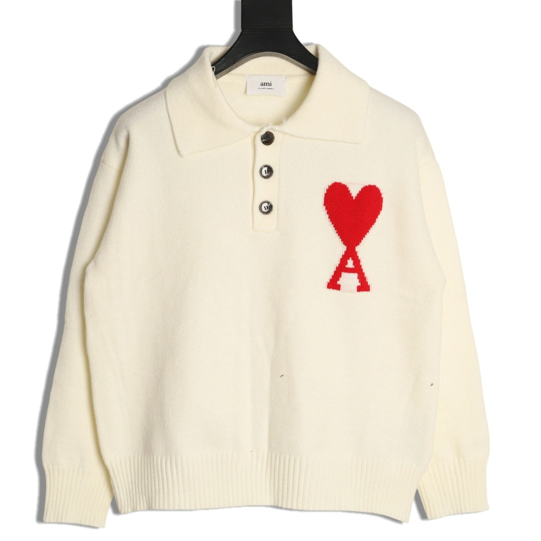 Ami Paris 26ss Knitting Long-sleeved Polo Sweaters