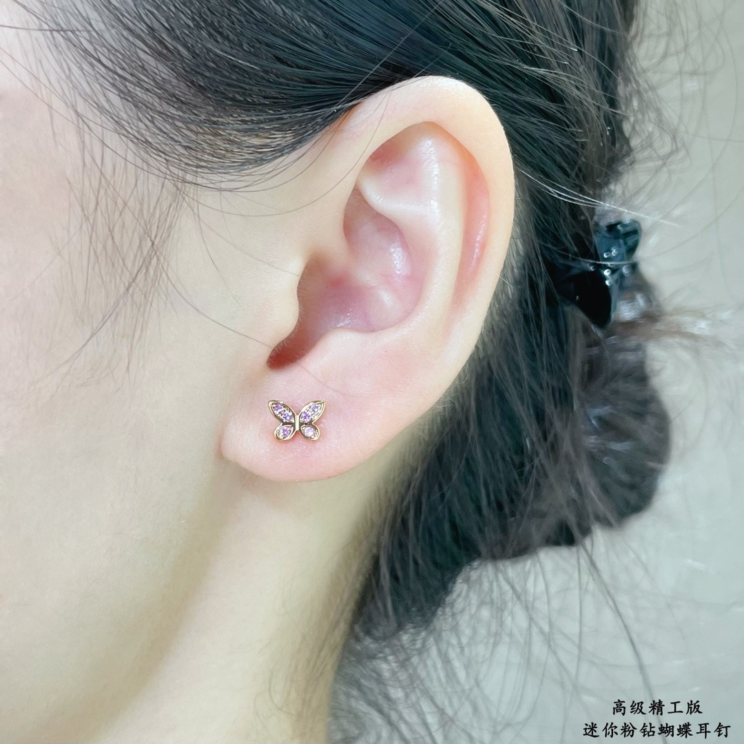 Gr*ff di*m*nd-encrusted butterfly stud earrings ag925