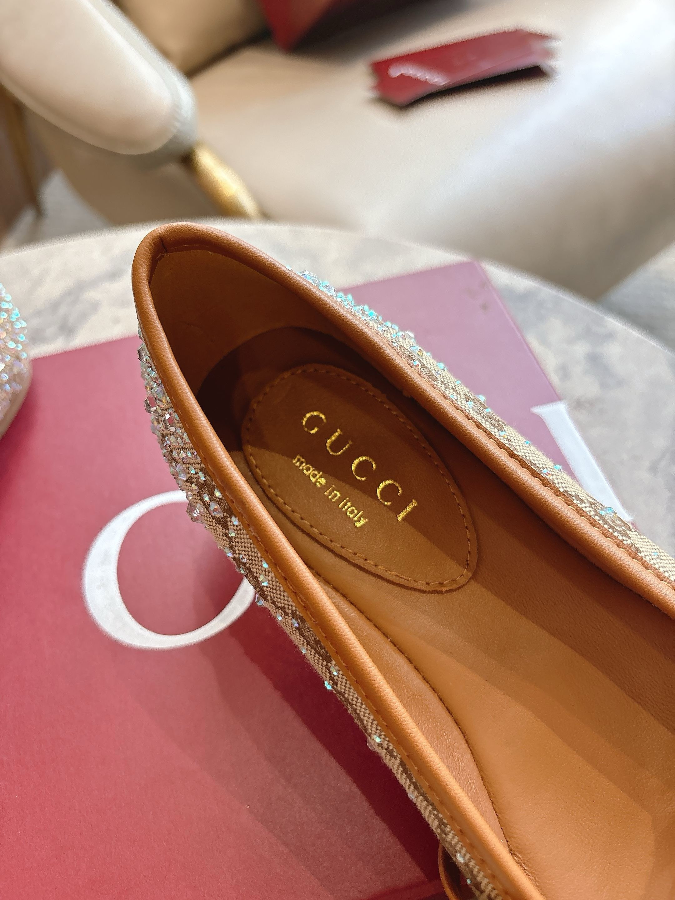 ua G*u*i horsebit gg canbas ballet flats