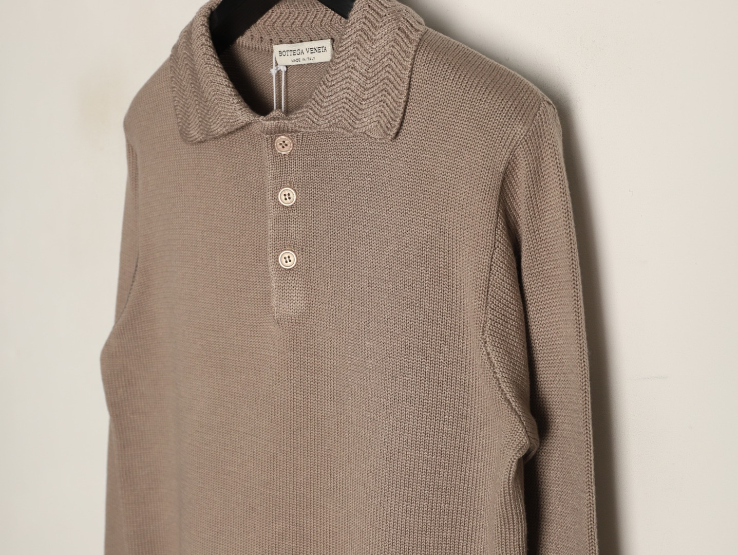 bo*te*ga Ve*ne*ta knitting long-sleeved polo shirt