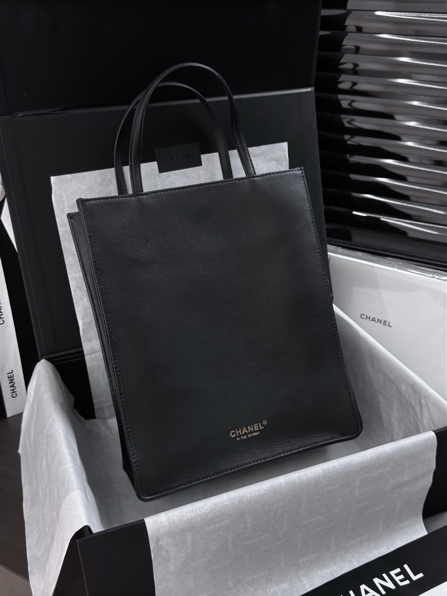 Ch*el small shopping bag as6452 28.5x23.5x9.5cm