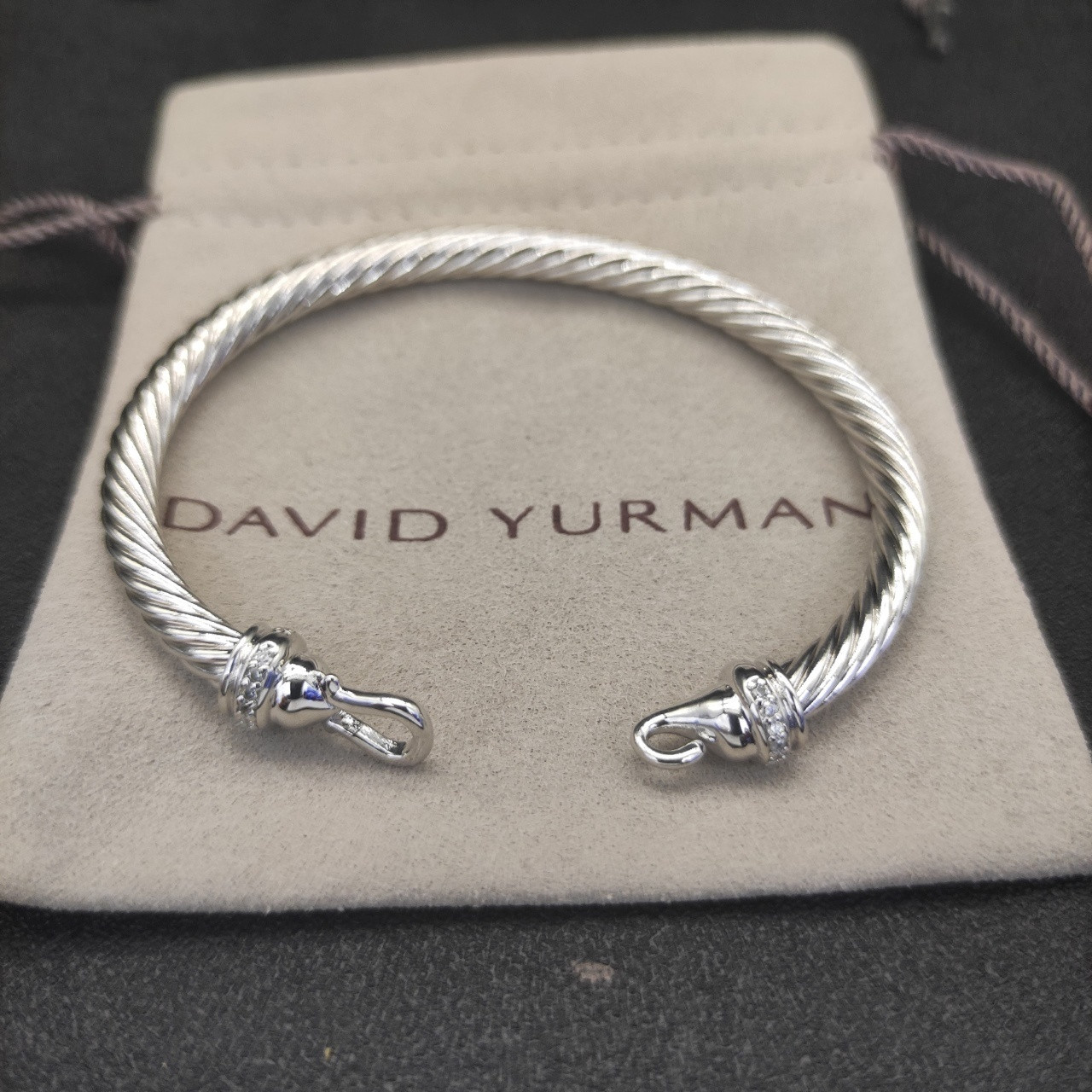 dau1d Yvrm*n 5mm silver hook with di*m*nds bracelet(wrist circumference 15-19cm)