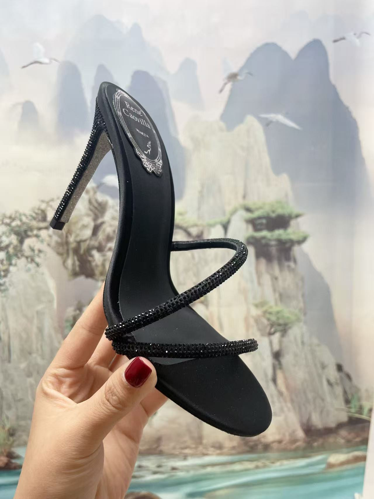 ua rené Ca0v1LLa open-toe crystal-embellished sandals 95mm