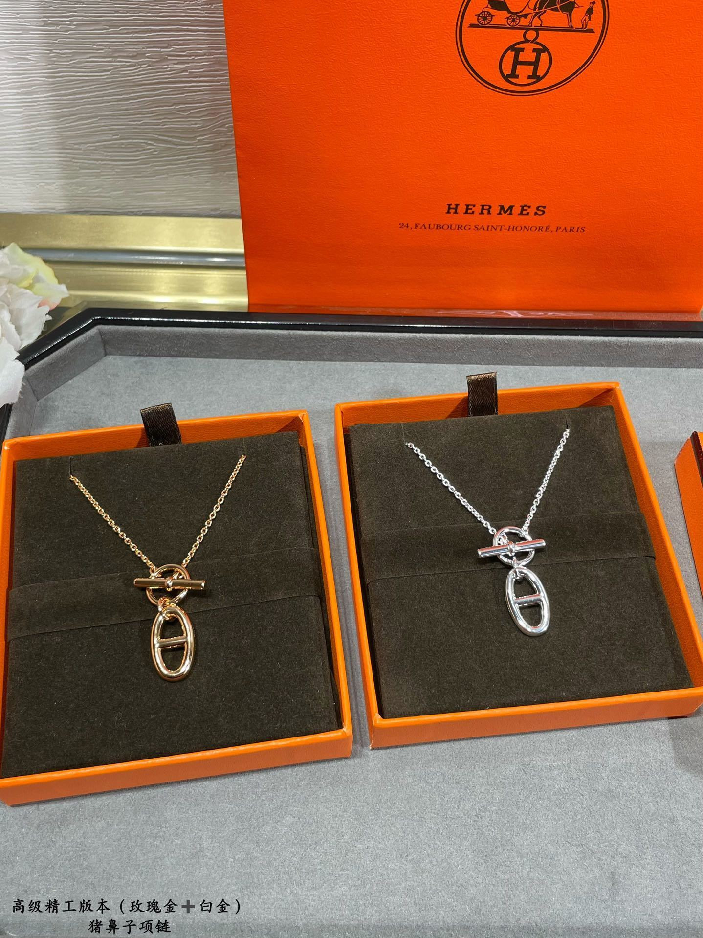 H**mes pig nose necklace ag925