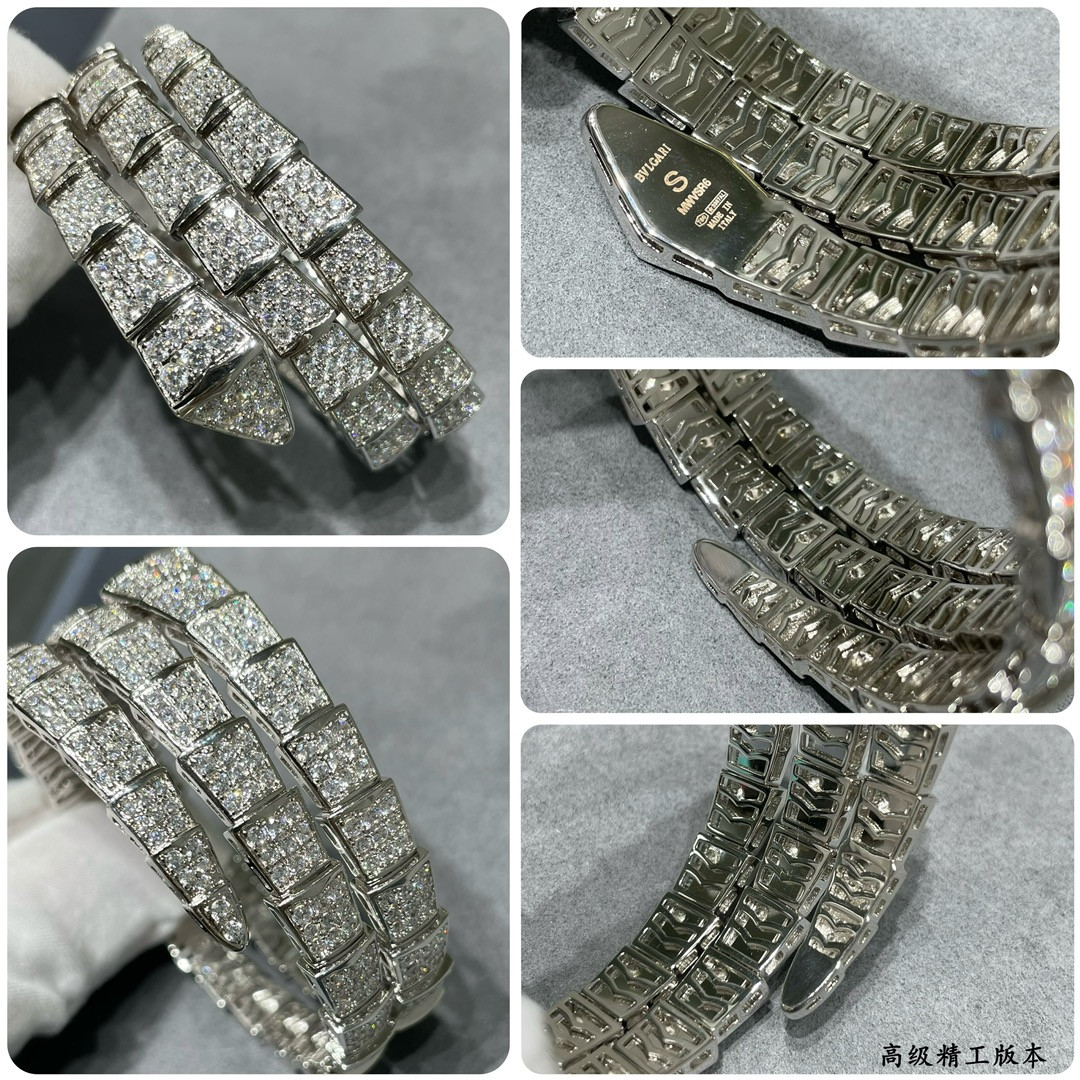 b*l*ai wide version three circles full Di*m*nd snake bracelet