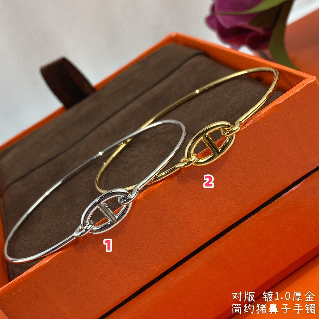 H**mes thin tube pig nose bracelet