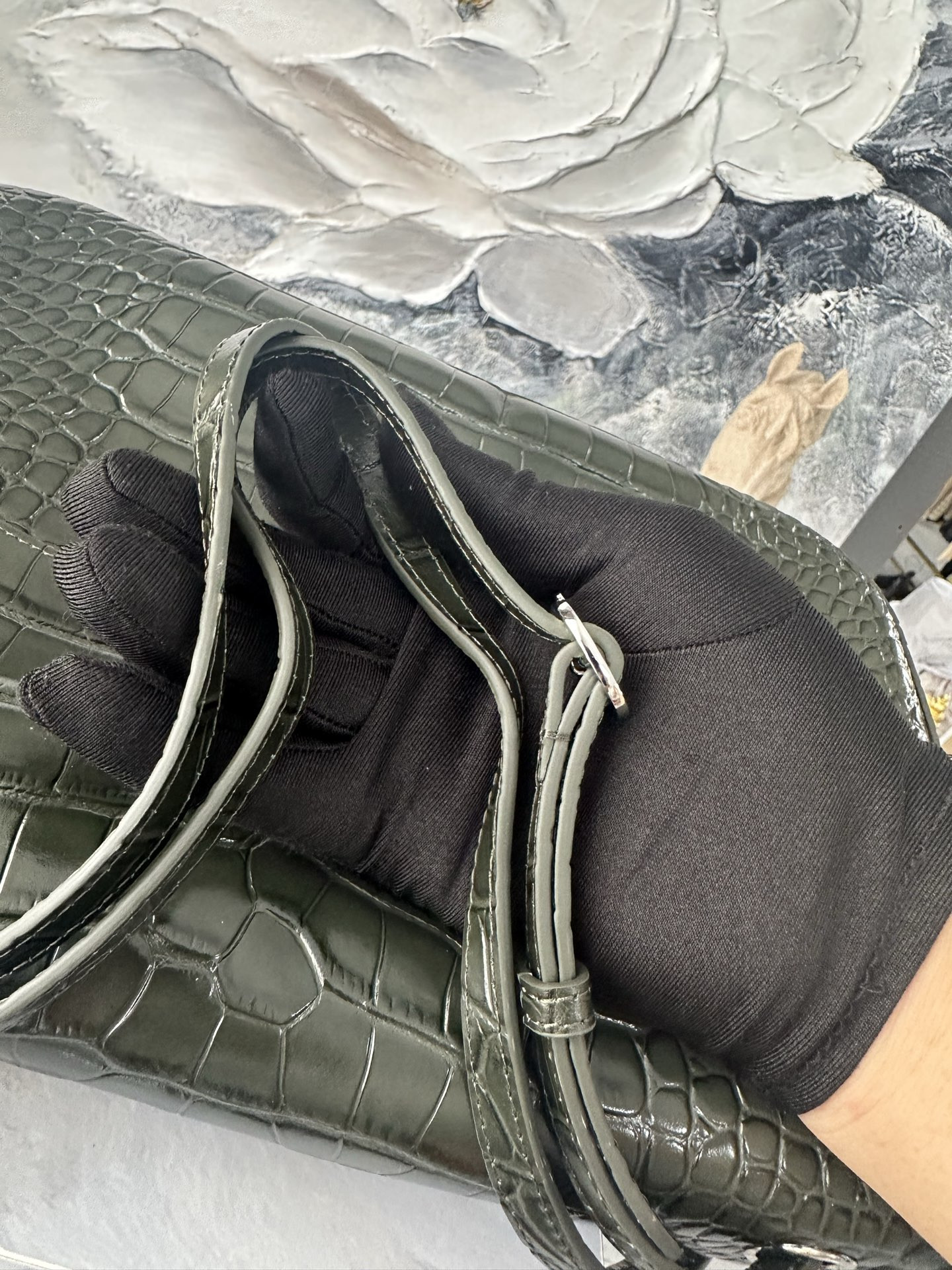 Ch*el maxi flap bag olive green silver hardware as6231 19.5x32x10cm